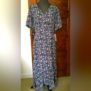 NWT Gorgeous Nanette Maxi Dress, Navy, Pink, Green Floral Print Dress, Size 10.